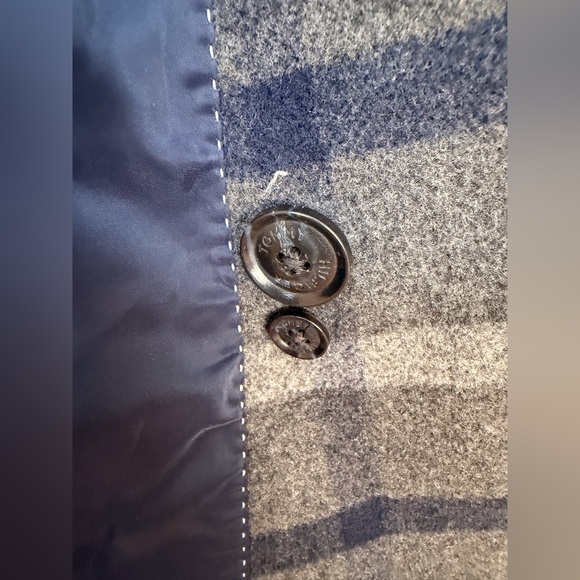 Tommy Hilfiger Men’s Plaid Addison Overcoat grey & navy wool blend Siz 44L tall - Picture 14 of 15